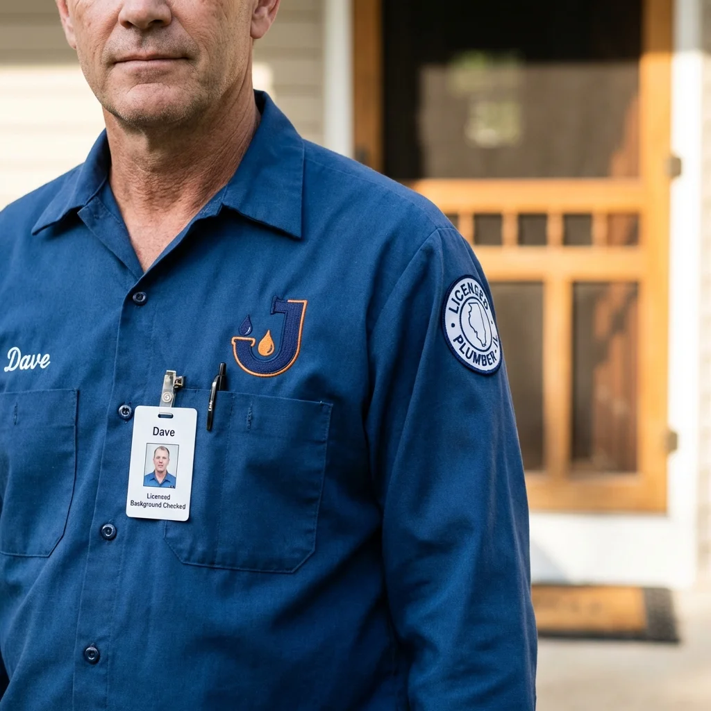 Licensed plumber showing ID badge in Mount Dora, FL