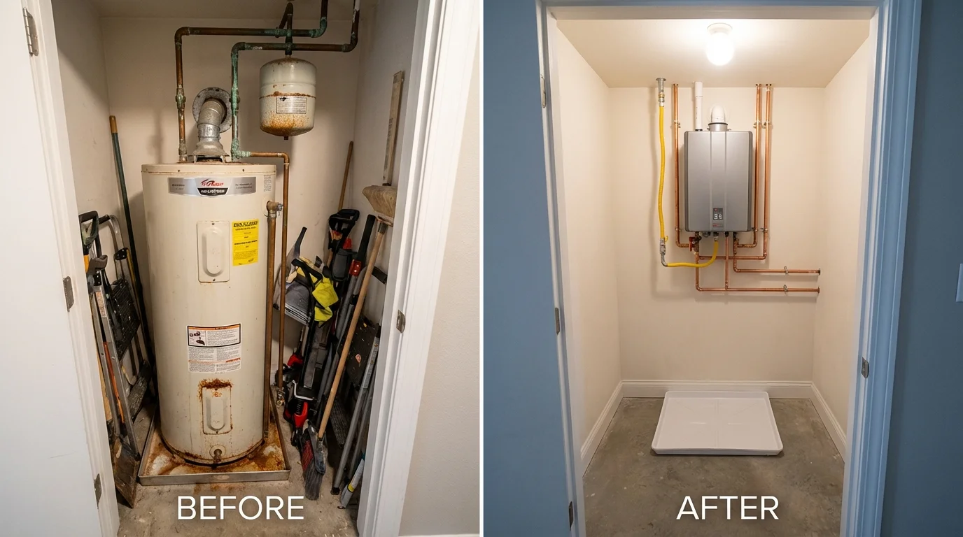 Tank water heater versus wall-mounted tankless unit comparison for Mount Dora, FL homeowners
